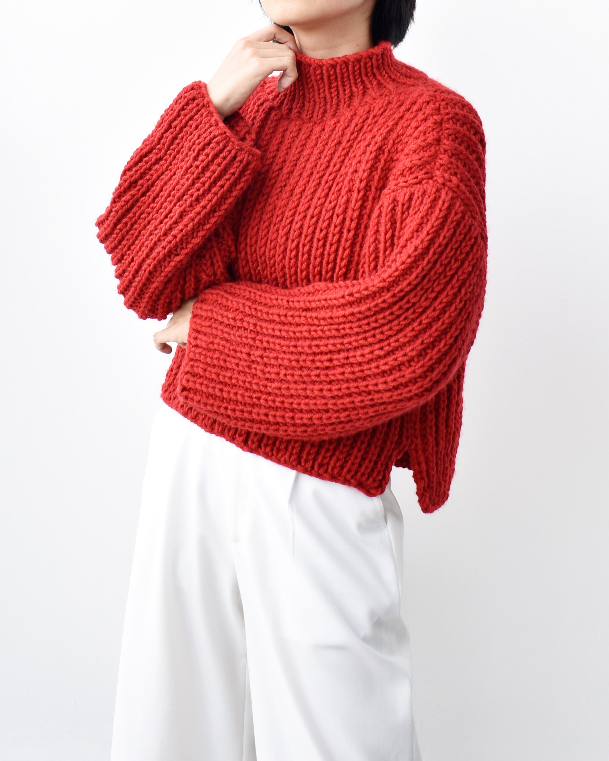 NKNIT ♡pattern KNIT WHITE RED ホワイト ハート - トップス