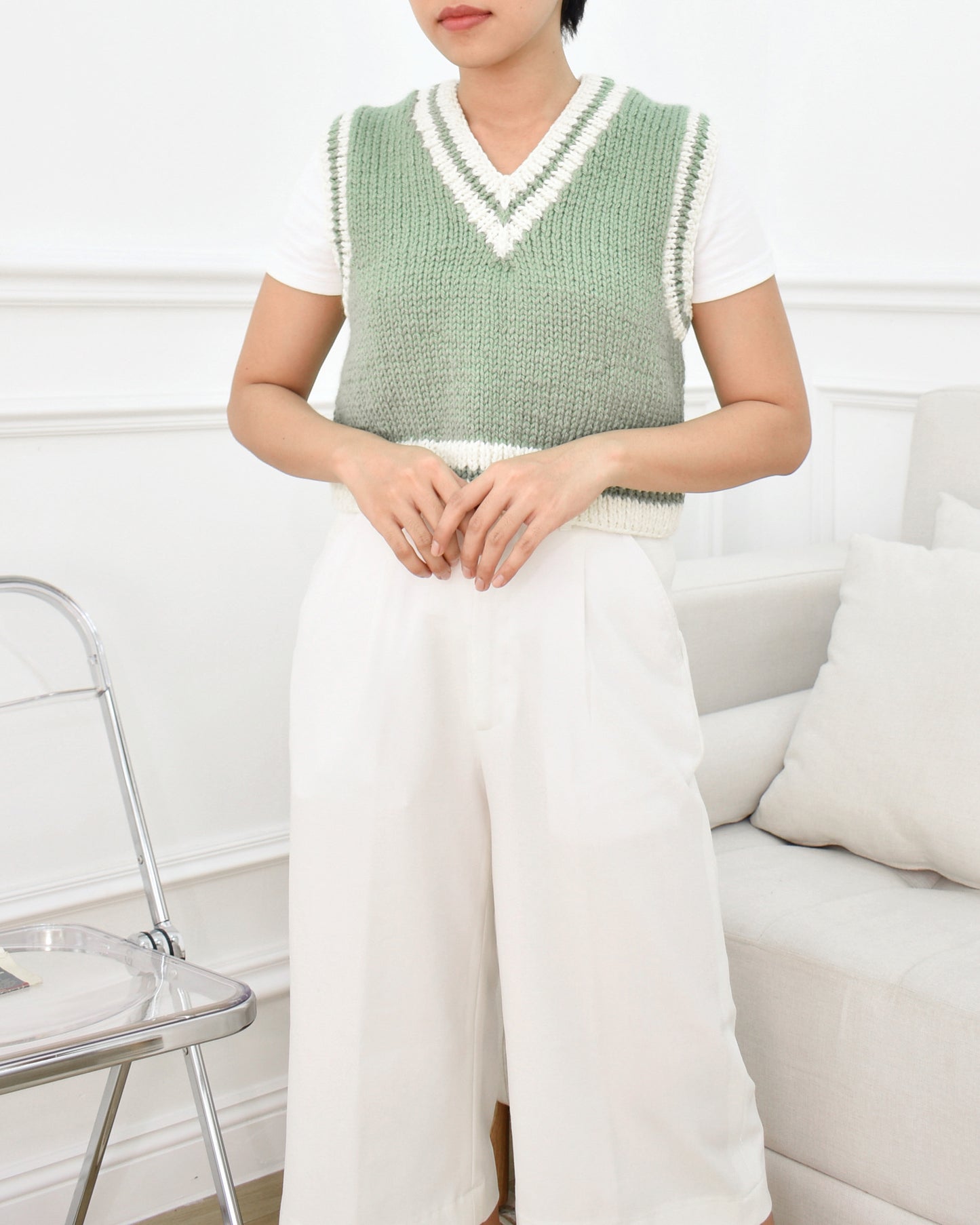 Vest No.13 | Easy knitting chunky vest pattern