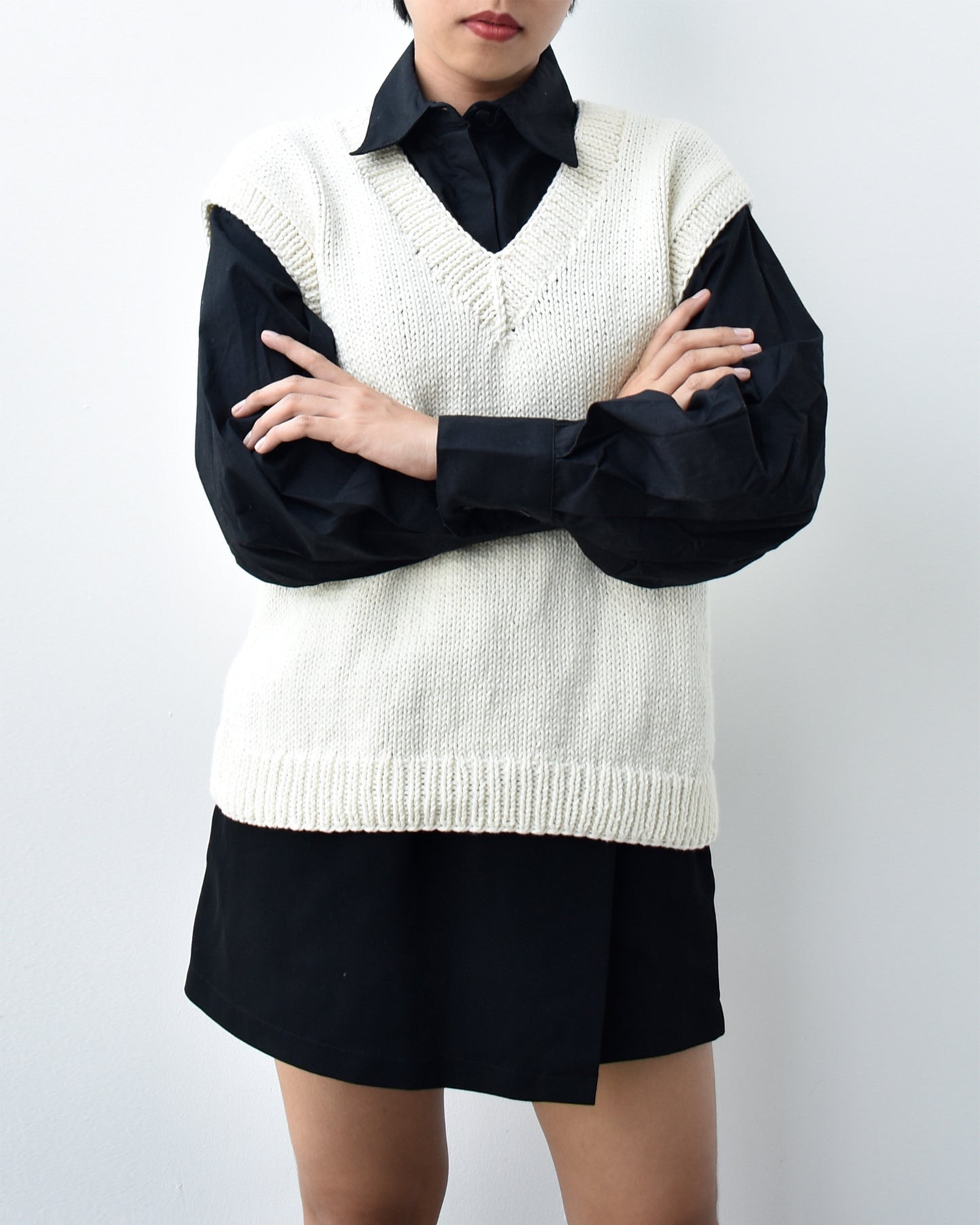 Vest No.5 | Easy knitting oversized vest pattern