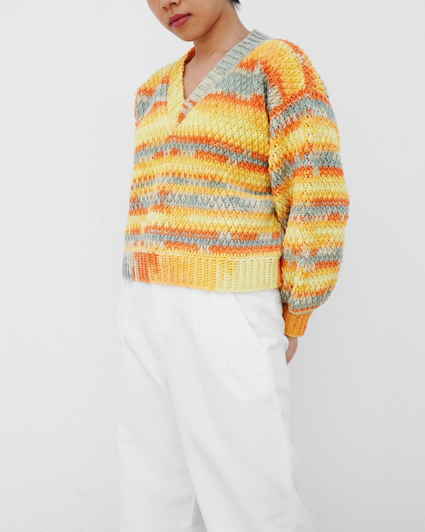 Sweater No.32 | V-neck sweater crochet pattern