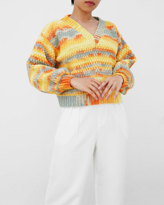 Sweater No.32 | V-neck sweater crochet pattern