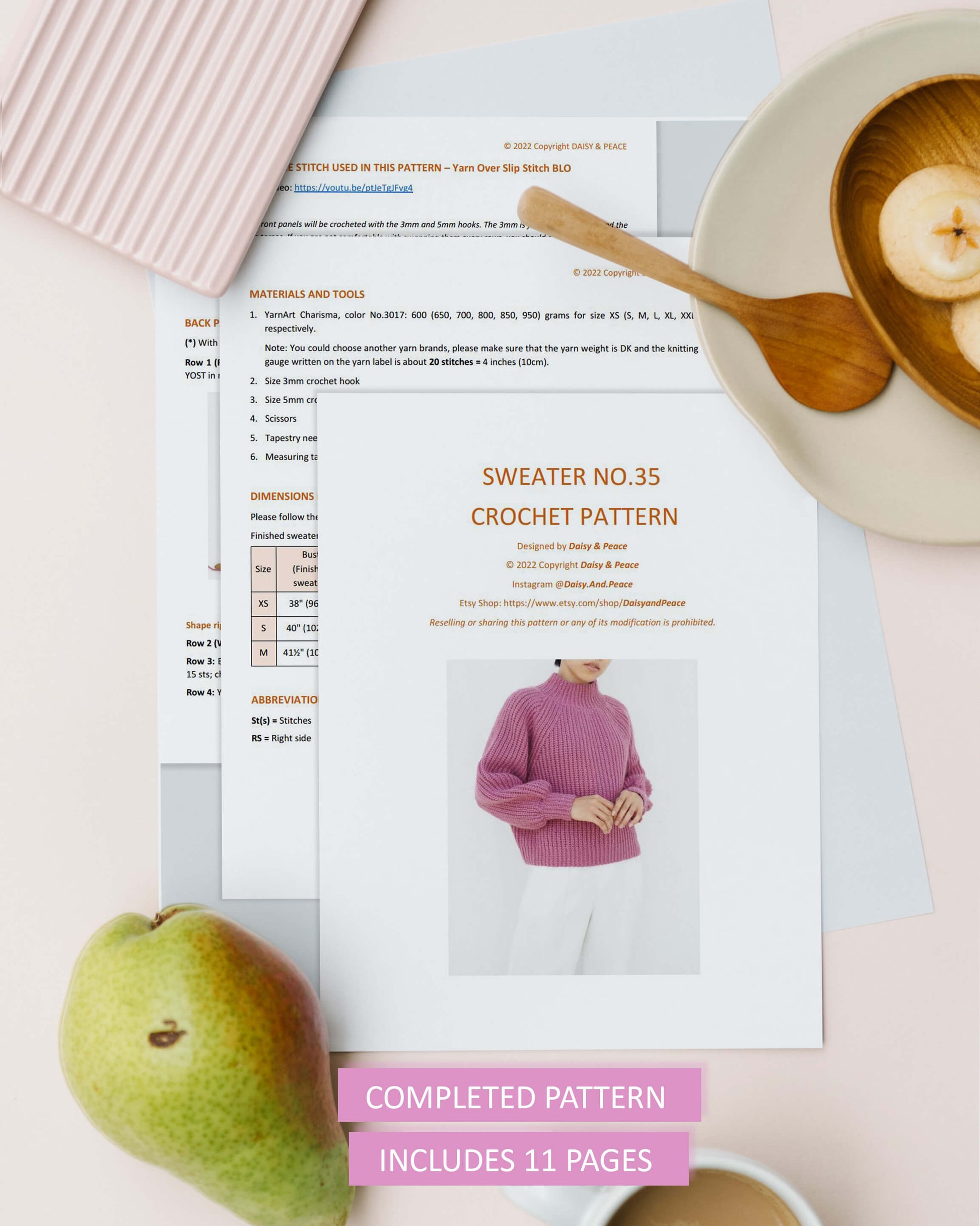 Ribbed raglan sweater crochet pattern