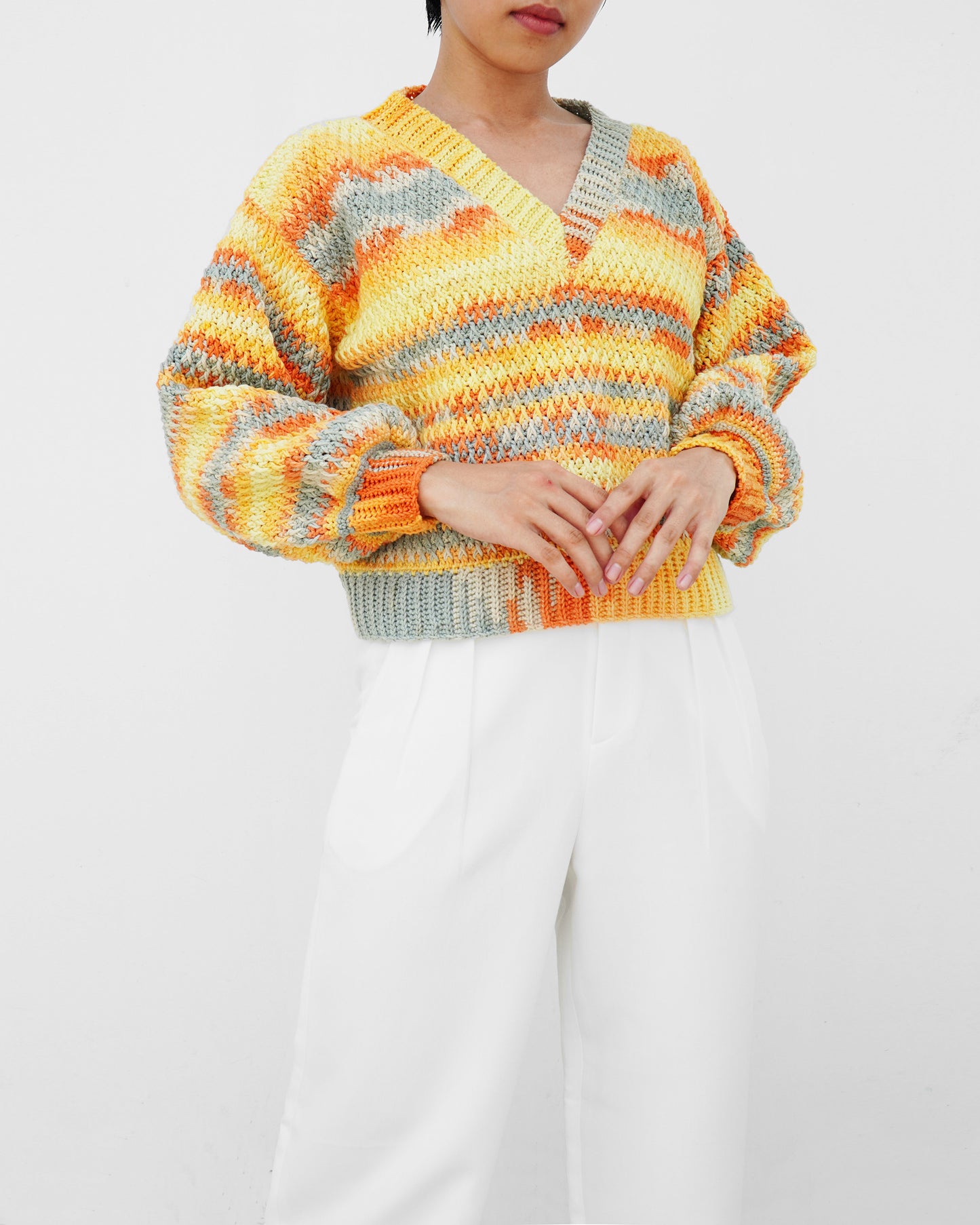 Sweater No.32 | V-neck sweater crochet pattern