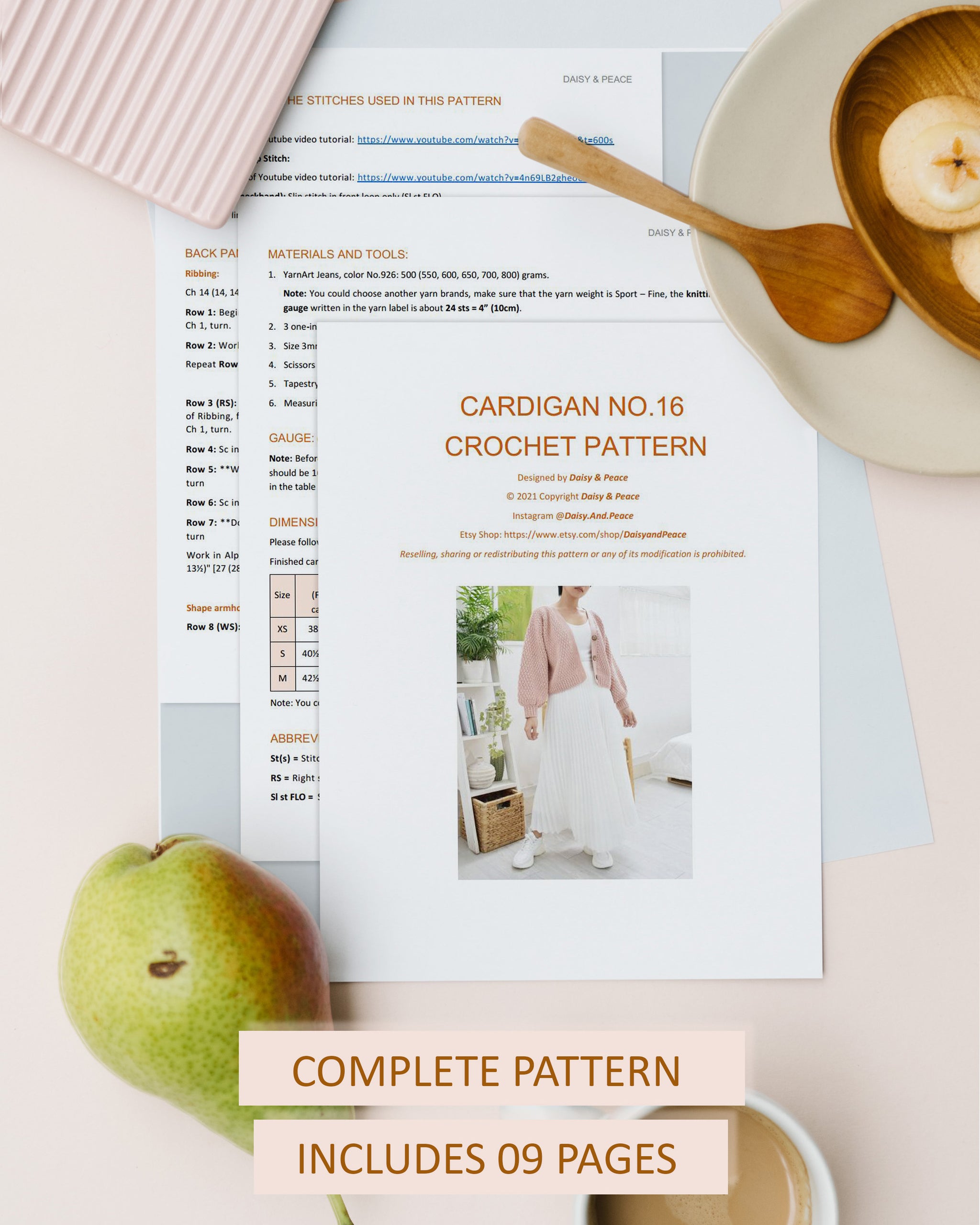 Cardigan No.16 | Crochet V-neck cardigan pattern – Daisy & Peace